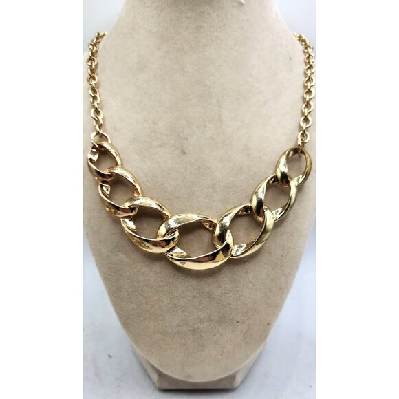 Gold Tone Chain Necklace, Adjustable, Thin Chain With Chunky Chain - Picture 2 of 4